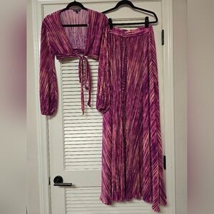 Pink Striped Maxi Skirt – Women's Flowy Skirt